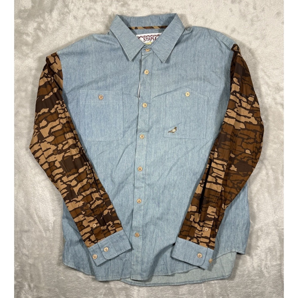 STAPLE The Rugged Outdoors Denim Camp Sleeves Mens XL